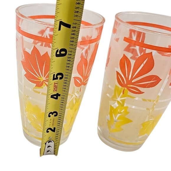 Hazel Atlas Frosted Fall Leaves Large 22 Oz Tumbler Drinking Glasses – Set of 2 - Picture 8 of 17